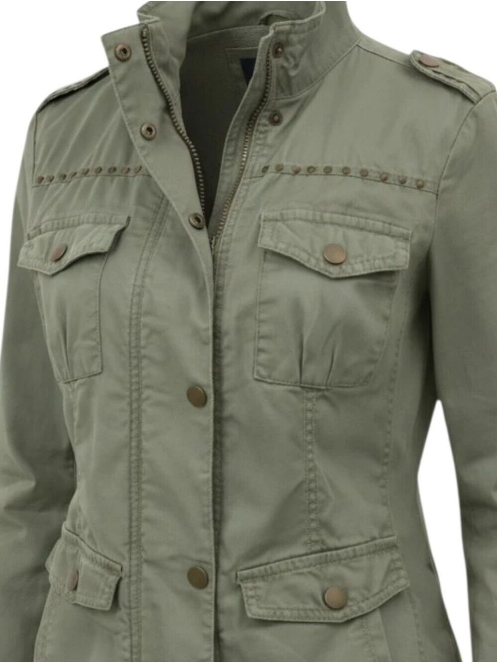 Style & Co Olive Green Utility Jacket Petite Medium - Picture 5 of 9